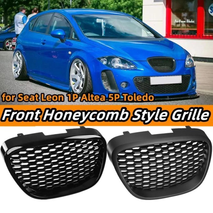 Honeycomb Front Bumper Grill for Seat Leon 1P MK2 / Altea 5P / Toledo MK3 1133007 Matte Black Heatp