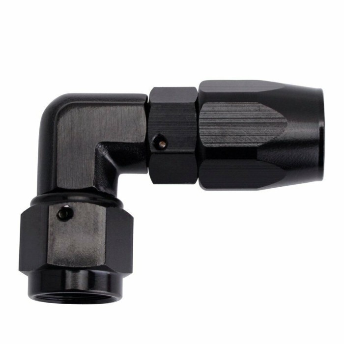 Custom Logo Aluminum AN -12 -10 -8 -6 -4 45 Degree 90 Degree Swivel Seal Black Forged Hose Fitting