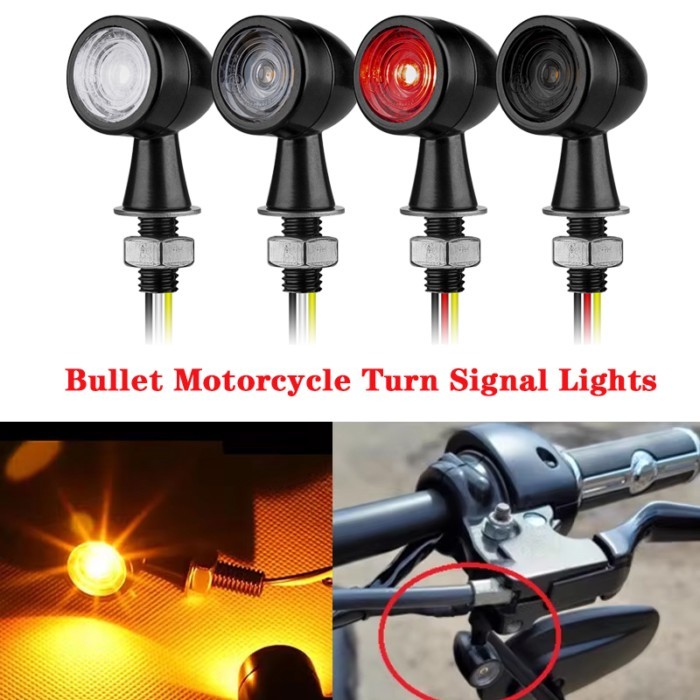8mm Motorcycle LED Turn Signal Lights Bullet Mini Turn Signals Indicator Flashing Light Clignotant