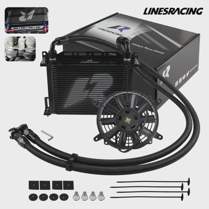 Oil Cooler AN10 25 Row +7" Fan Adapter w/ Bracket Kit For BMW E82 135i E36 M3-Euro E46 M3 E90 E92 E