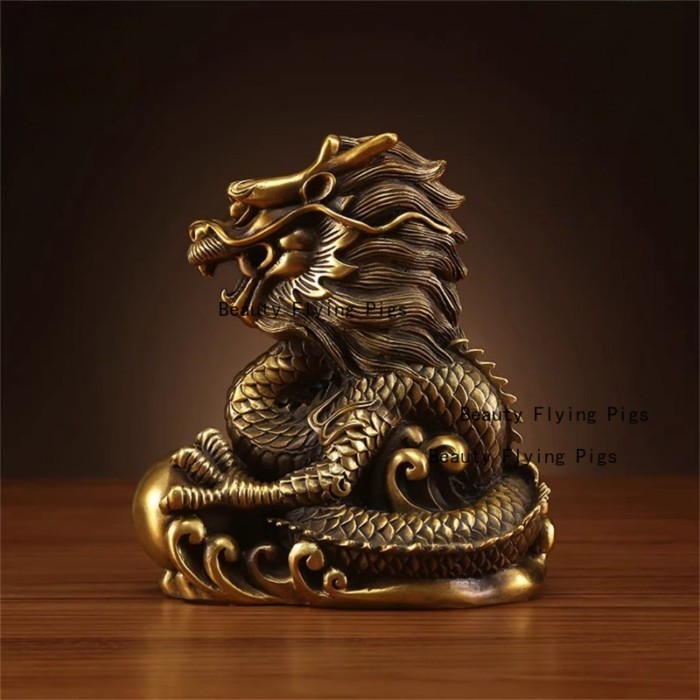 1pc Metal Dragon Ornament Zodiac Dragon Mascot Apartment, Shop Decoration Metal Handicrafts Feng Sh