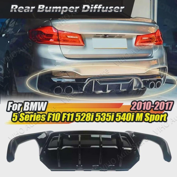 F10 F11 Car M-Tech Rear Bumper Diffuser With Light Dual Lip Splitters Spoiler For BMW F10 F11 M Spo
