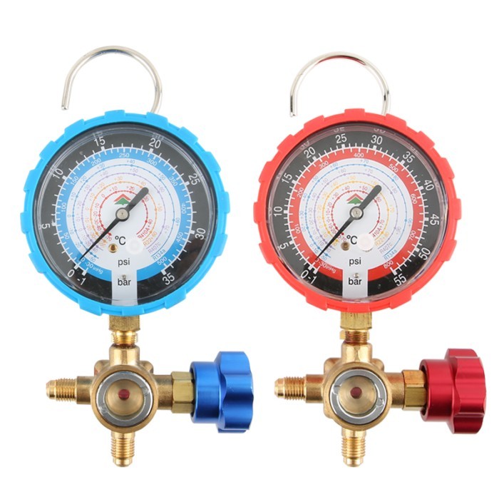 Pure Copper Refrigerant Pressure Gauge R134a/R410/R32/R22/R407C Air Conditioning and Fluoride Table