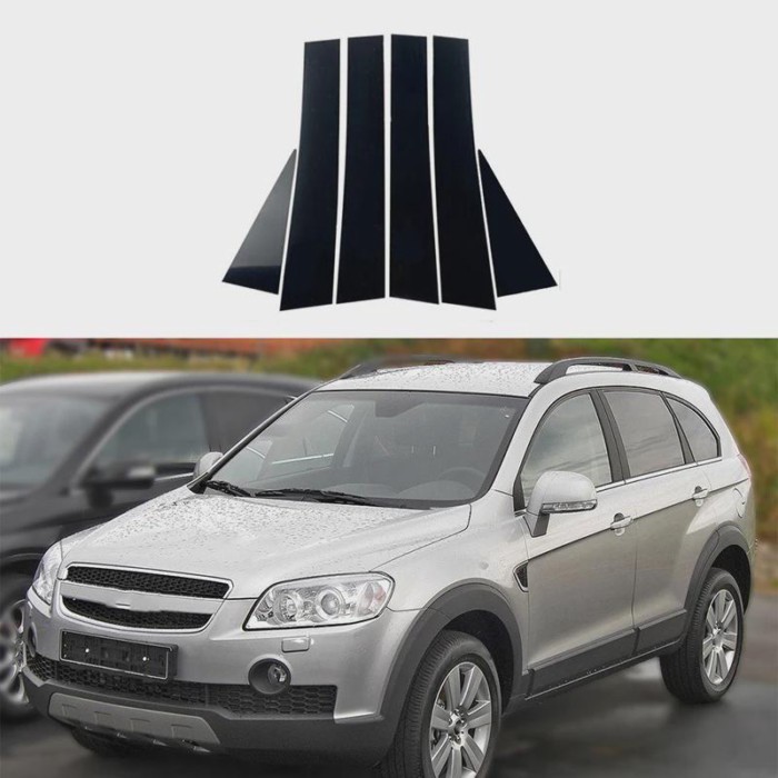6Pcs Car Pillar Posts For Chevrolet Captiva 2007-2018 Glossy Black Door Window BC Column Trim Stick