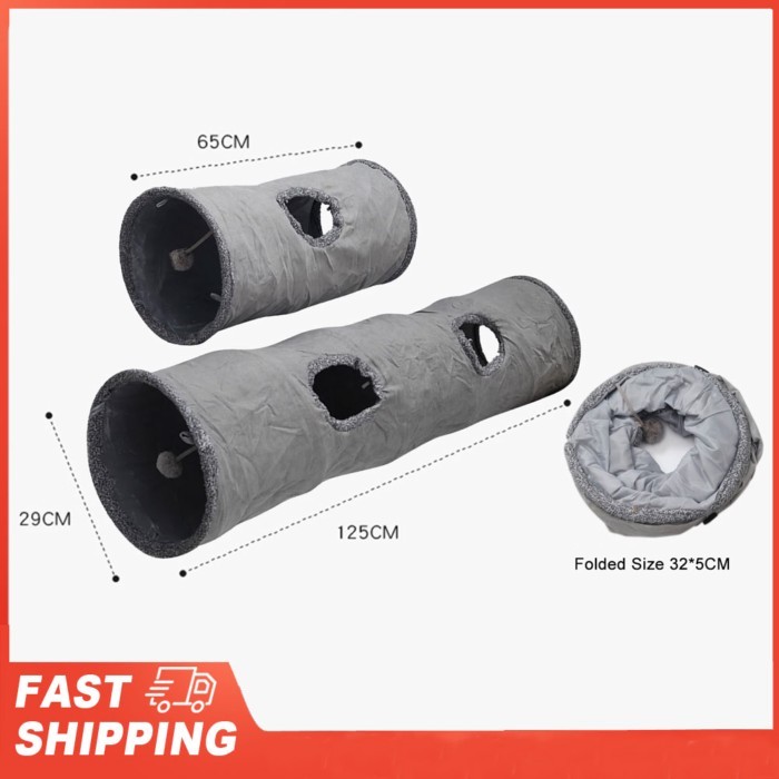 Collapsible Cat Tunnel Kit ten Play Tube for Large Cats Dogs Bunnies with Ball Fun Cat Toys 2 Suede