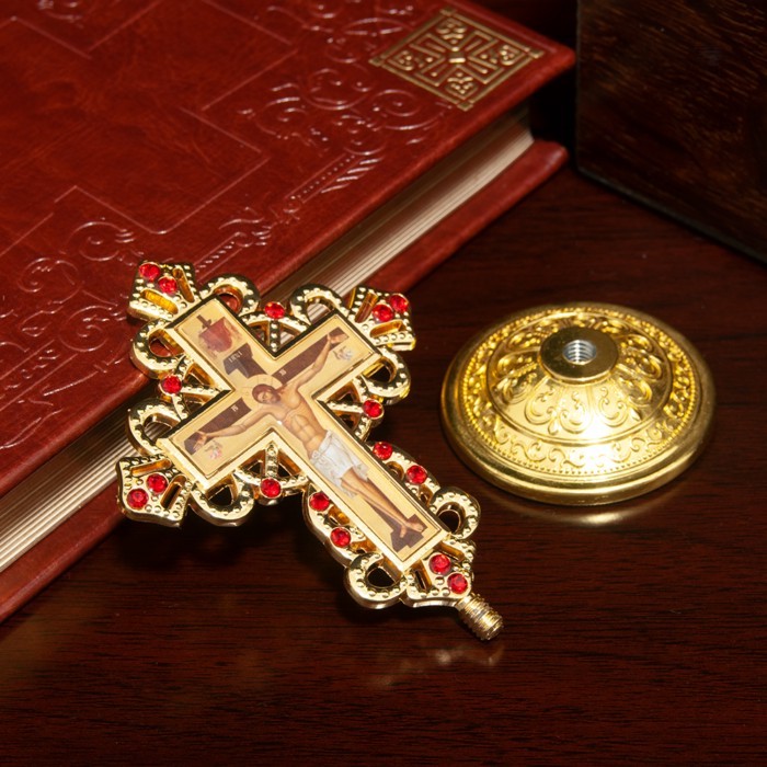 Orthodox Icon Cross Vertical Cross Zinc Alloy Gold-Plated Cross Religious Ceremonie Personal Prayer