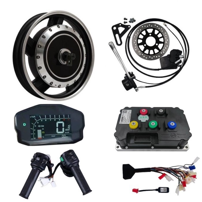 QS273 16inch 5000W 72V V2 Electric Motorcycle Motor Conversion Kits with Fardriver Controller ND725