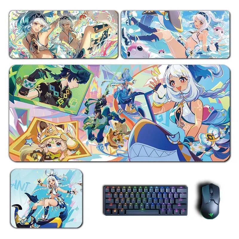 Genshin น่ารัก Mualani แผ่นรองเมาส์ Genshin Impact ขนาดใหญ่ XXL Mousepad แป้นพิมพ์คอมพิวเตอร์ Paddin