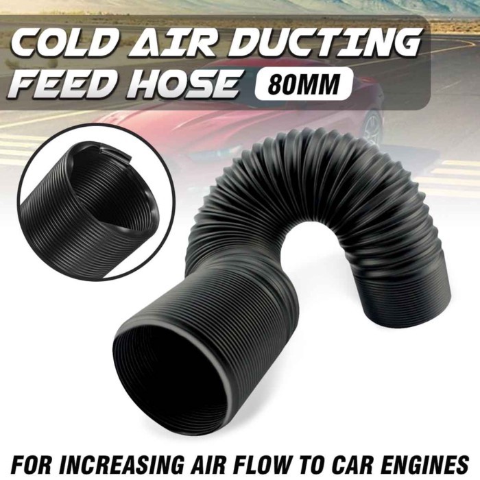 1m 75/63mm Car Engine Flexible Air Intake Hose Pipe Air Filter Intake Cold Air Vent Ducting Feed Ho