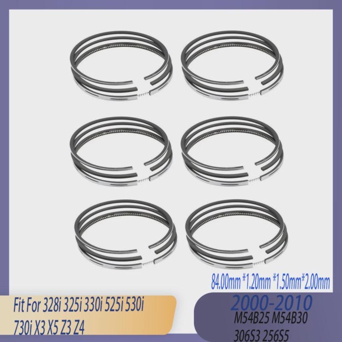 6pcs STD Engine Parts Piston Rings Set Kit Fit 2.5 3.0 L Gas 00-10 M54 84MM For BMW M54B25 M54B30 3
