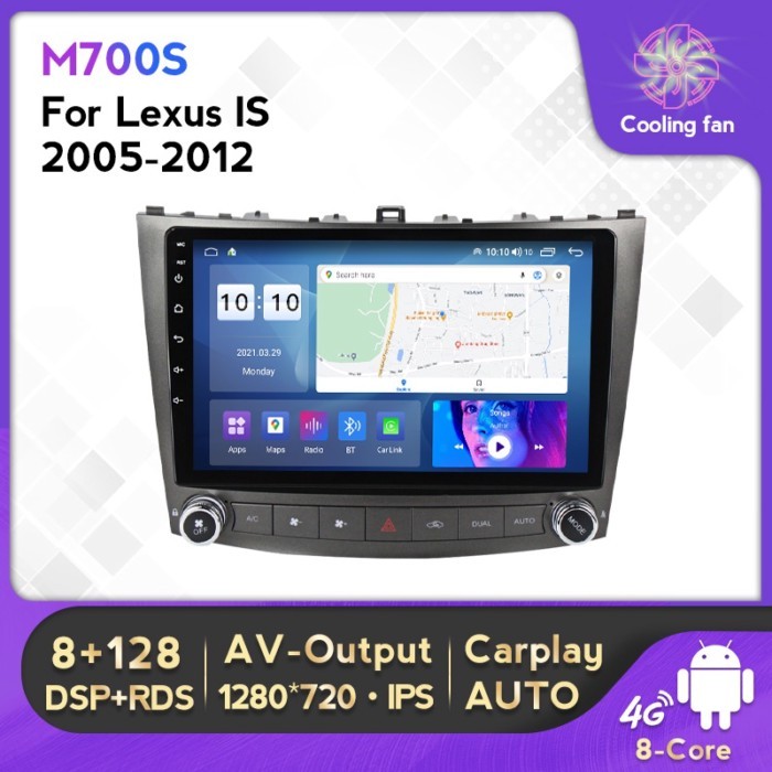 Touch Screen Android Car Radio Carplay Multimedia Android 11.0 8 Core 8GB+128GB For Lexus IS250 IS2
