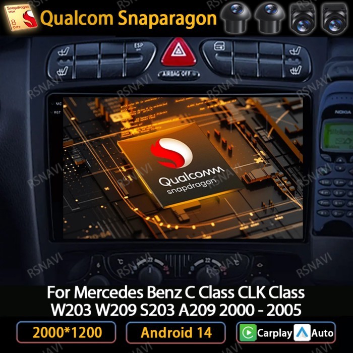 Android 14 Car Radio For Mercedes Benz C-Class W209 C200 C320 C350 CLK W203 2002 - 2005 Multimedia