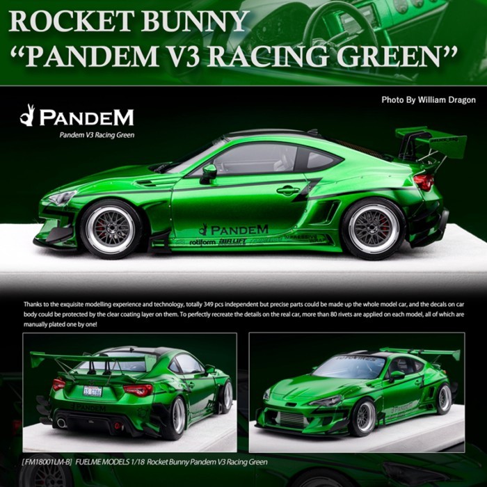 Fuelme Fuelme 1: 18 Rocket Rabbit 86 V3 Wide Body Limited Edition รถรุ่น Racing สีเขียวผลิตภัณฑ์สําเ