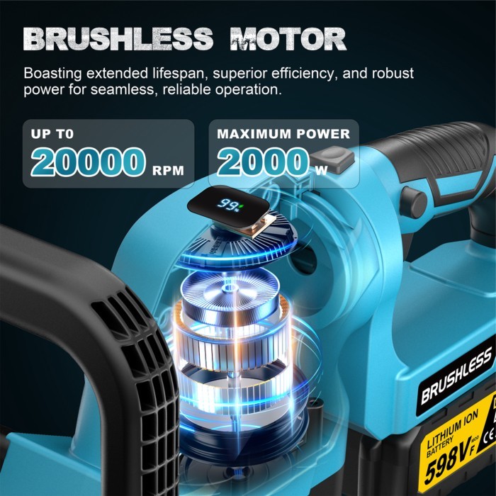 Gisam 65MM Brushless Electric Hedge Trimmer Rotatable Garden Landscaping Hedge Pruner Trimmer Tools