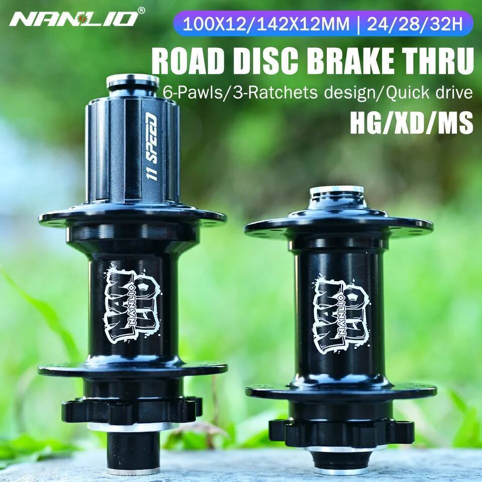Nanlio 6-Pawl 150-Click Road Bicycle Hub – 4 แบริ่ง, 3 ฟันหมั้น, 10012/14212 mm Thru-Axle, 24 28 32 36 หลุม