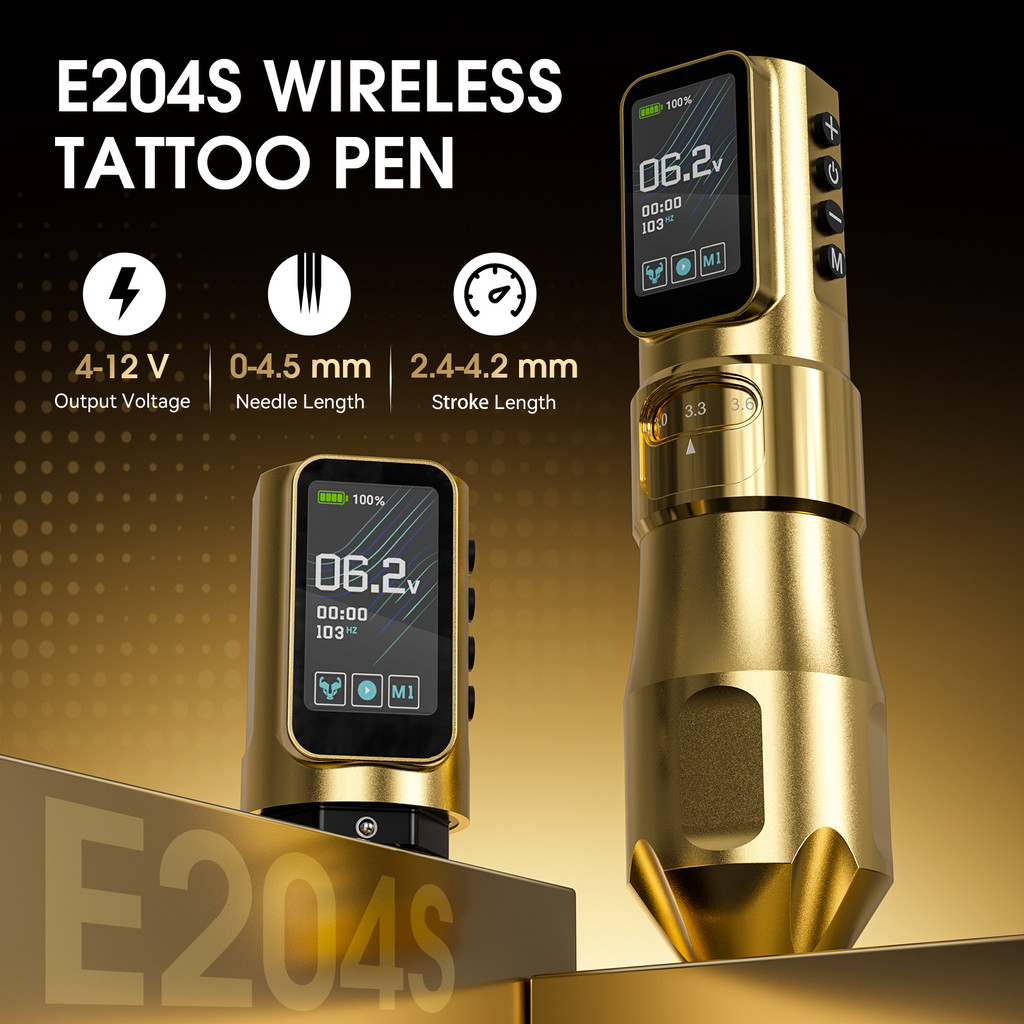 สติกมา เครื่องสักไร้สายมืออาชีพที่มีแบตเตอรี่1600มิลลิแอมป์ชั่วโมงปรับ7ระดับจังหวะ(2.4-4.2มิลลิเมตร)หมุนจอแสดงผล นํา ไม่มีแปรง มอเตอร์ปากกาโลหะสักถาวรอุปกรณ์แต่งหน้า