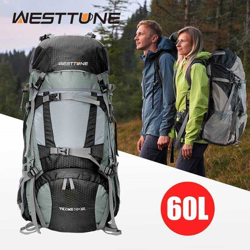 C WESTTUNE 60L Explorer Internal Frame Backpack With Rain Cover Outdoor Backpack For Hiking Camping