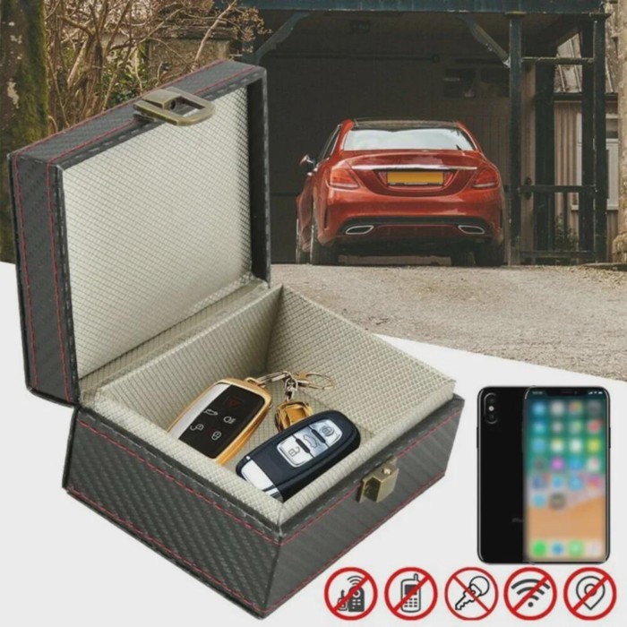 Car Key Box Car Signal Shielding Box 11. X 9x 5.8 Cm Anti-theft Blocking Bag Solid Wood Key Box GPS