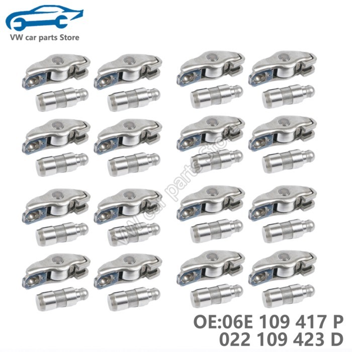 16x Intake & Exhaust Rocker Arms Hydraulic Lifters Set For AUDI A4 A6 Q5 2.0 06E109409K 022109423A