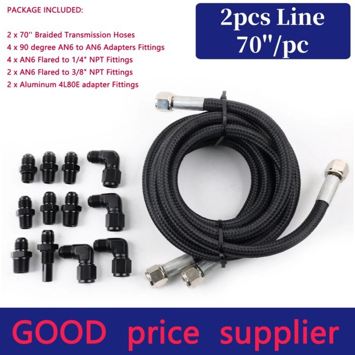 For GM 4L80E Automatic Transmission Cooler Lines Kit 6-AN Steel Braided Line Kit