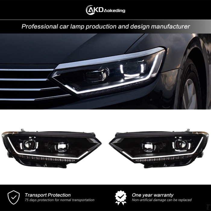AKD Head Lamp For VW Passat B8 Europe 2016-2019 B8.5 LED Magotan Headlights DRL Head Lamp Angel Eye