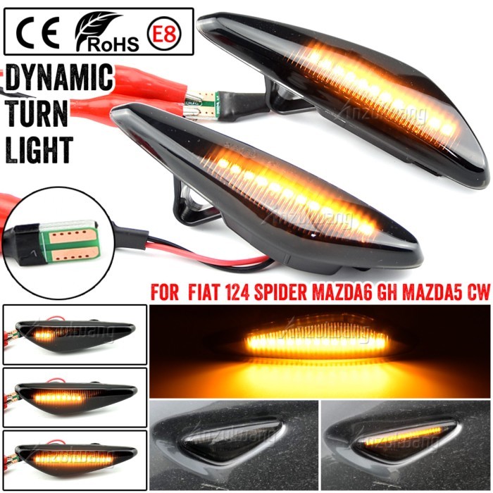 2PCS/SET LED Dynamic Side Marker Lights For Mazda RX-8 2009-2012 refresh Car Turn Signal Light For