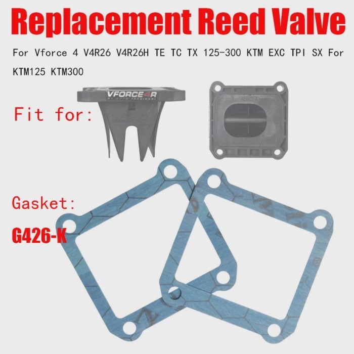 2PCS Gasket G426-K Replacement Reed Valve Fit for Vforce 4 V4R26 V4R26H TE TC TX 125-300 KTM EXC TP
