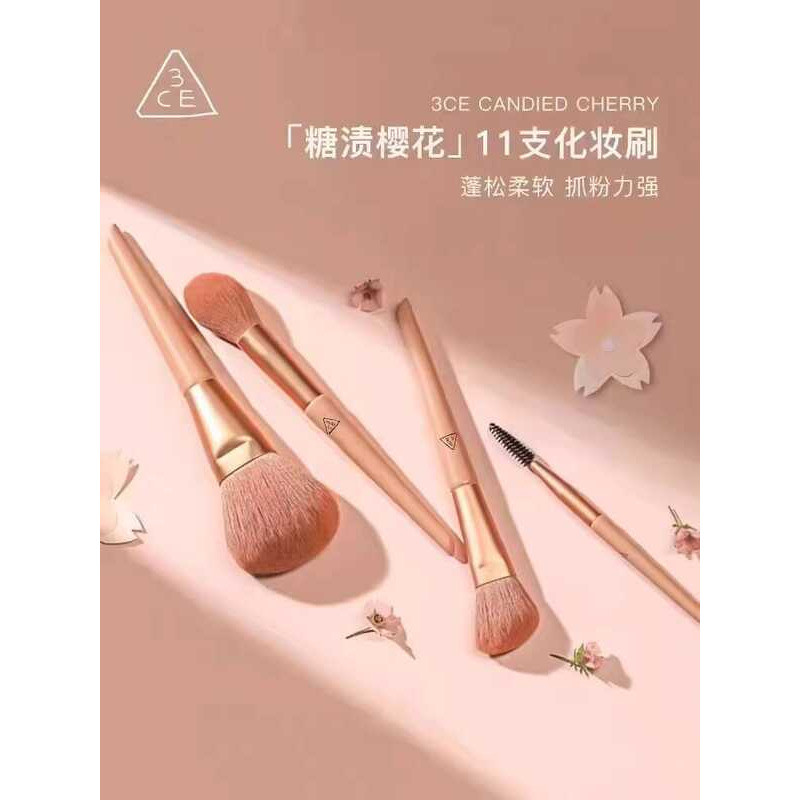 แปรงแต่งหน้า 3C E อย่างเป็นทางการชุดดอกซากุระหวาน Super Soft Blush Brush Contour แปรงอายแชโดว์แปรงไฮ