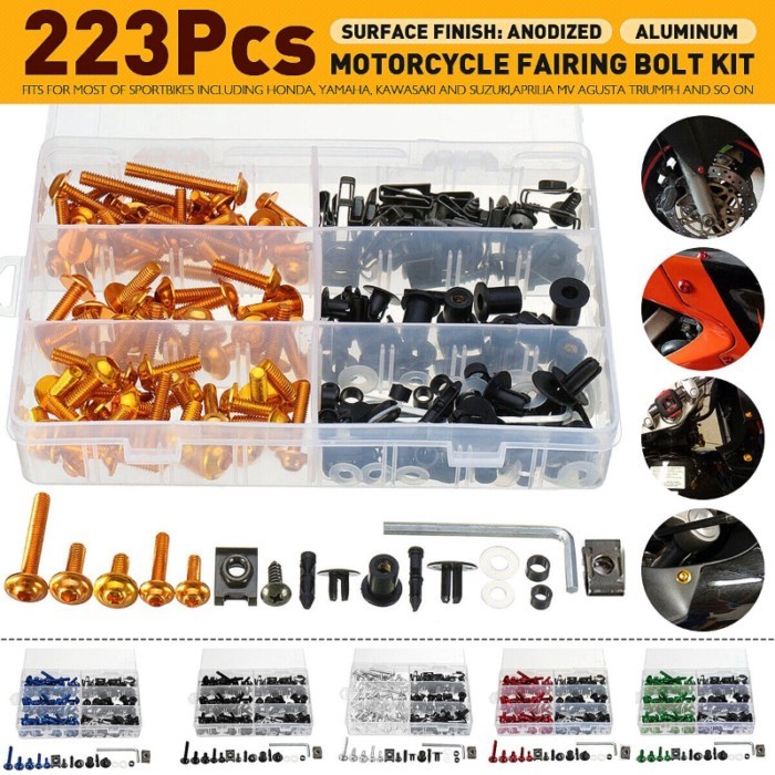 223pcs CNC Screws Motorcycle Alloy Fairing Bolt Screw Nut Kit M6 M5 For Suzuki GSXR 600 750 1000 K1