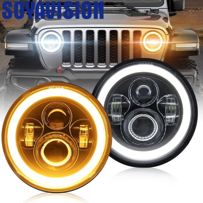 Universal 7" Inch Led Car Motorcycle Headlight H4 Hi/Lo Beam DRL for Jeep JK TJ Lada Niva 4X4 Uaz f