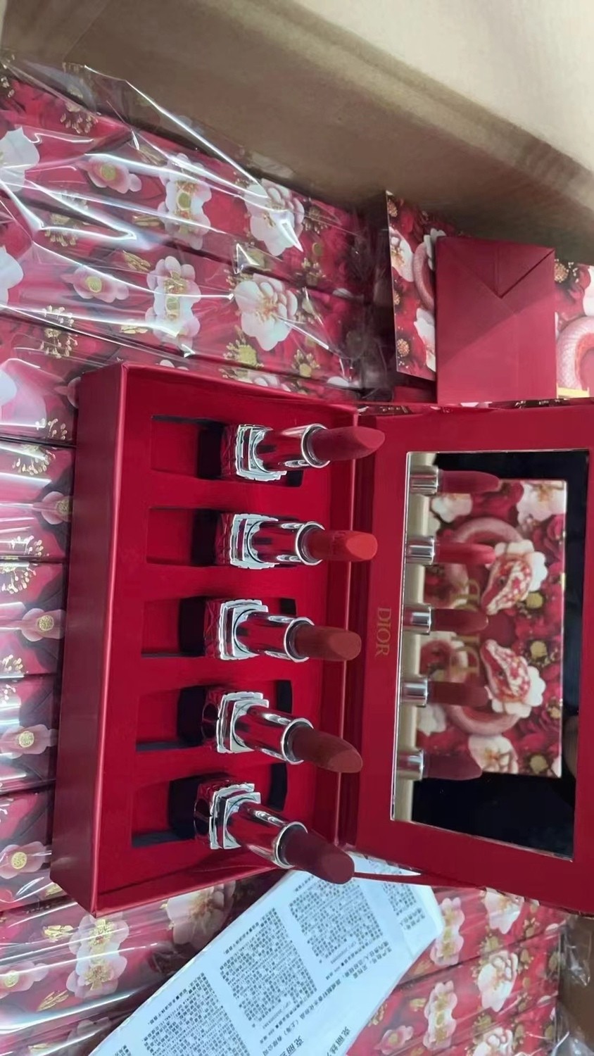 [Shopee Special Selection ]/85 Double Flower Snake Blue Gold Lipstick ตัวอย่างชุดห้าชิ้น!บรรจุ 1.5ก 