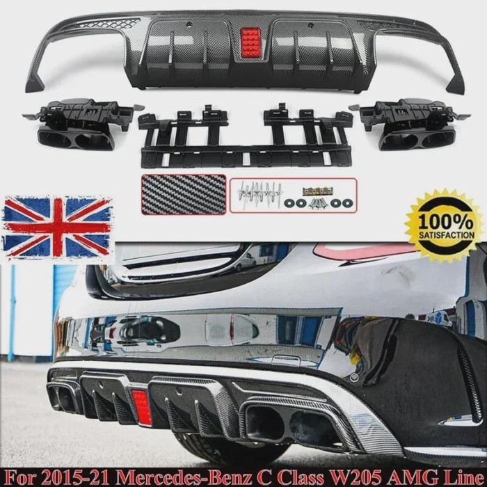 C63/ C63S/C43 4 Door Sedan Rear Diffuser With Exhaust Endtips For Mercedes Benz C class W205 2015-2