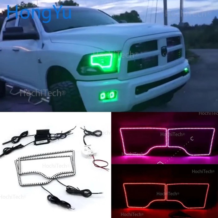 for Dodge ram parts led headlight rgb color changing s rings kits for Dodge Ram OEM Projector Outli