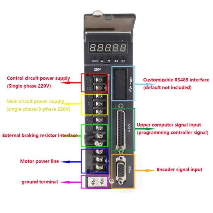 60st 400W 600W Magnetic Servo Motor AC 220V 1.27N.m 1.9N.m 3000rpm with A2-SVD15 Driver and Cable k