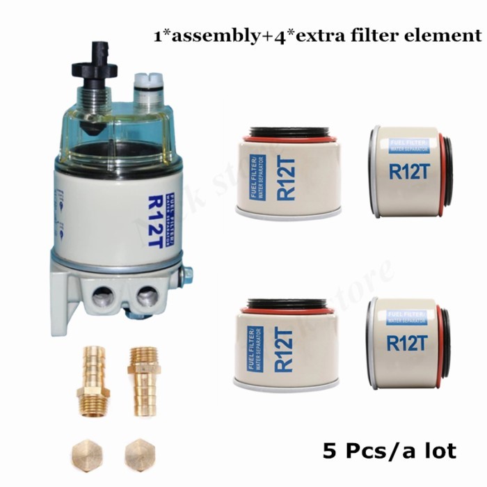 5 Pcs R12T Fuel/ Water Separator Filter diesel engine for Racor 140R 120AT S3240 NPT ZG1/4-19 Autom