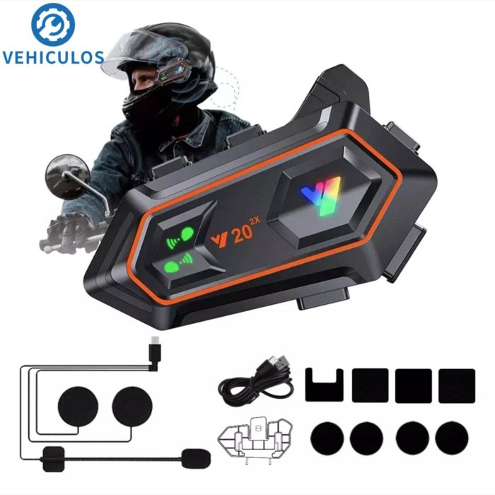 Y20-2x Motorcycle Bluetooth Helmet Intercom Helmet Audio Earphones IPX6 Waterproof Motorbike Access
