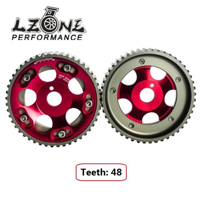 LZONE - ( 1Pair ) Adjustable Aluminum Pulley Cam Gear FOR Toyota 1JZ 2JZ DOHC Engine Red JR6531R
