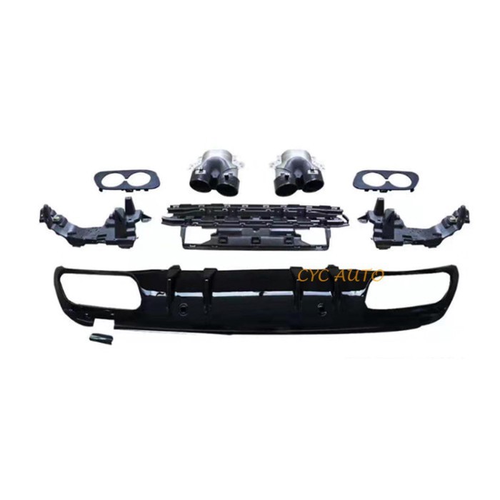 C43S AMG Rear Diffuser W205 Double  Exhaust Round Pipes For Mercedes Benz Class W205 C43S AMG sedan