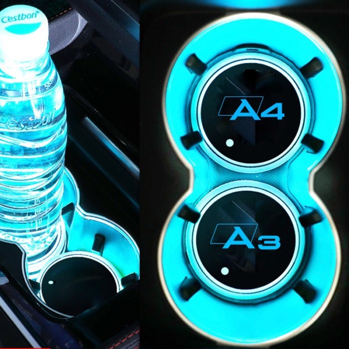 2PC led water coaster water glass atmosphere light Sticker for audi Audi A3 A4 A5 A6 A7 A8 Q3 Q5 Q7