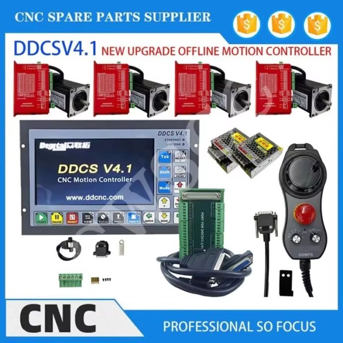 4-axis DDCSV4.1 CNC motion control system engraving machine controller NEMA23 hybrid servo motor ki