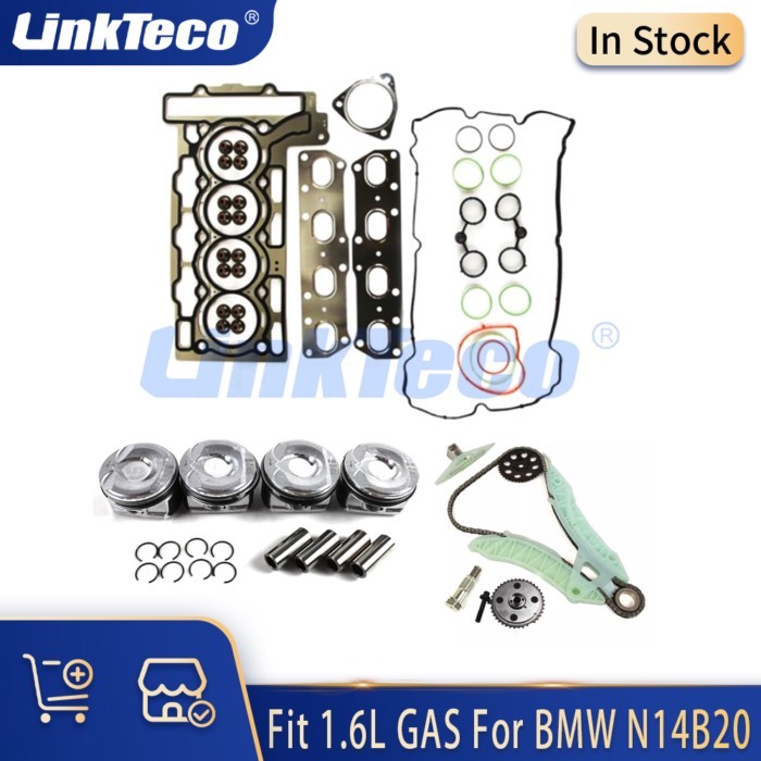 Engine Parts Cylinder Head Gasket Piston Set Timing Chain Kit Fit 1.6 T L L4 GAS N18 N14B20 FOR BMW
