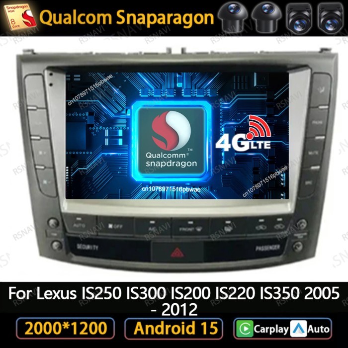 Android 15 Car Radio For Lexus IS250 IS300 IS200 IS220 IS350 2005 2006 - 2012 AI Voice DSP Autoradi
