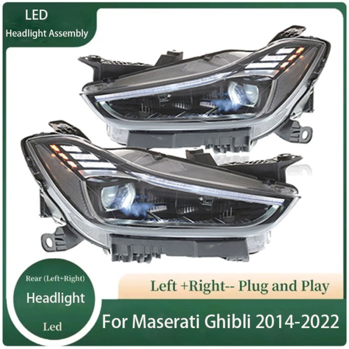 Car LED Headlights Assembly For Maserati Ghibli 2014-2020 Head Lights Upgrade 2023 Style LED Daytim