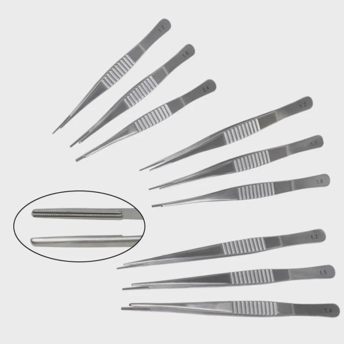 GREATLH 1pcs Ophthalmic Forceps Clamp Serrated Head Forceps Stainless Steel Ophthalmic Surgical Ins