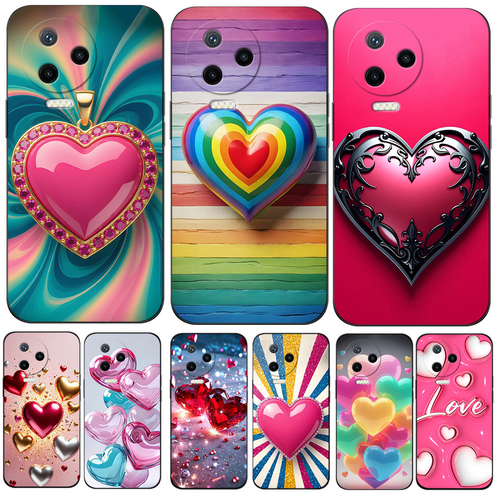 เคสสําหรับ infinix note 12 4G (2023) NOTE PRO 4G (X676B) Silicon Phone Cover เคส tpu สีดํา 3D heart 
