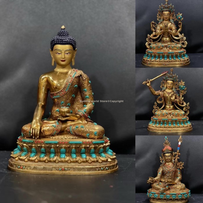 Exquisite Gemstone Buddha statue Shakyamuni Guru Rinpoche Manjusri Goddess Effective protection Who