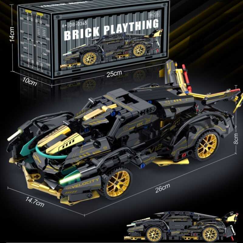 Building Block รถสปอร์ต Racing เข้ากันได้กับ Lego Lamborghini Bugatti Black Samurai V12 ของเล่นเด็กผ
