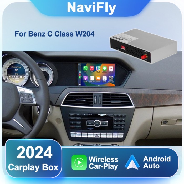 NaviFly Wireless CarPlay Android Auto Interface Box For Mercedes-Benz C Class W204 2008-2014 OEM Sc