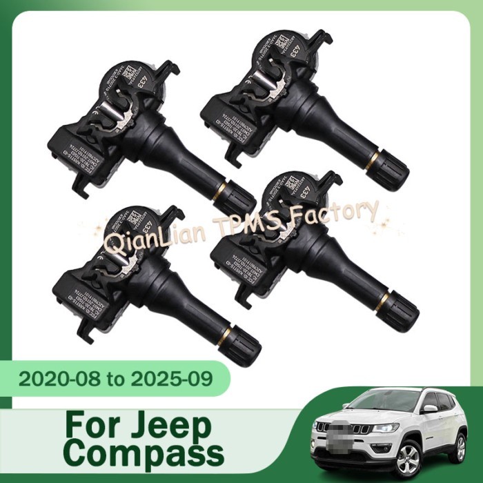 For Jeep Compass 2020-08 to 2025-09 TPMS Tire Sensor 68252493AB 4pcs 433MHz Tire Pressure Monitor S