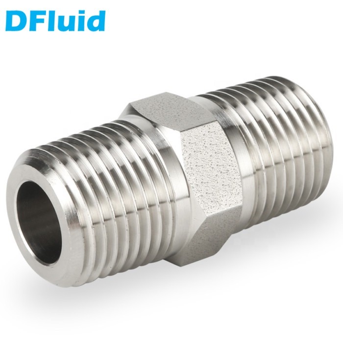 SS316 Male NPT BSP BSPT R Thread Hex Nipple 1/8" 1/4" 3/8" 1/2" 3/4" 1" Pipe Fitting Connector 3000